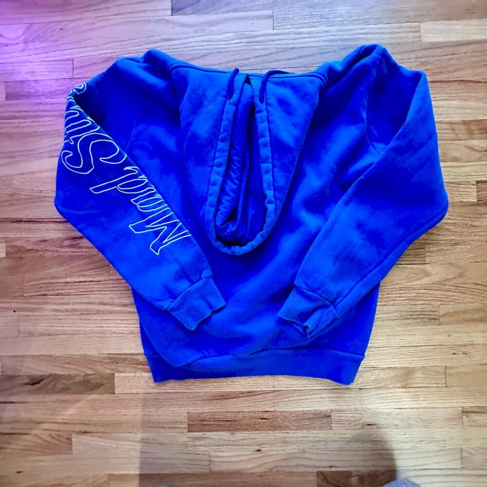 MAD STYLE x Womens Mens Blue Graphic Hooded Sweatshirt‎ Size M - Picture 8 of 8